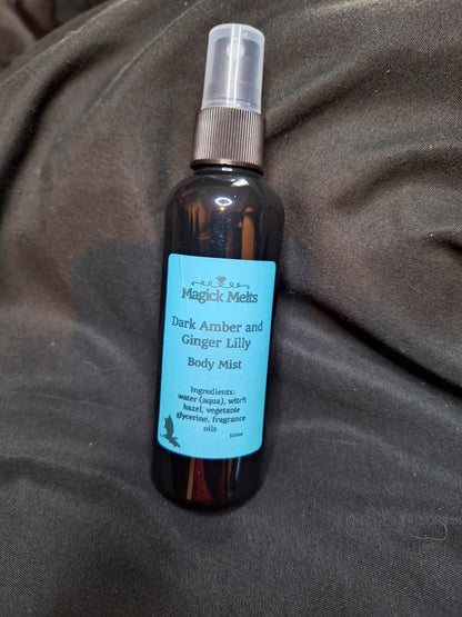 Dark Amber and Ginger Lilly "Violet"(fiction inspired) Body Mist