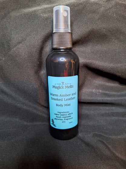 Warm Amber and Smoked Leather "Tairn"(fiction inspired) Body Mist