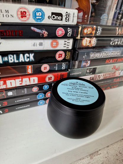 Dark Honey, Storm, and Tobacco "Ghosts and Goblins" Soy Wax Candle