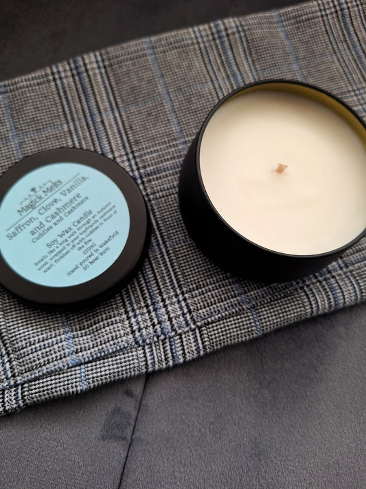 Saffron, Clove, Vanilla, and Cashmere "Cuddles and Cashmere" Soy Wax Candle
