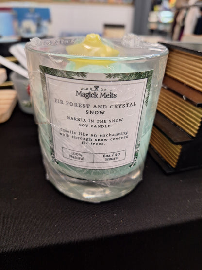Fir Forest and Crystal Snow "Narnia in the Snow" Christmas Candle. Whipped Soy Wax.